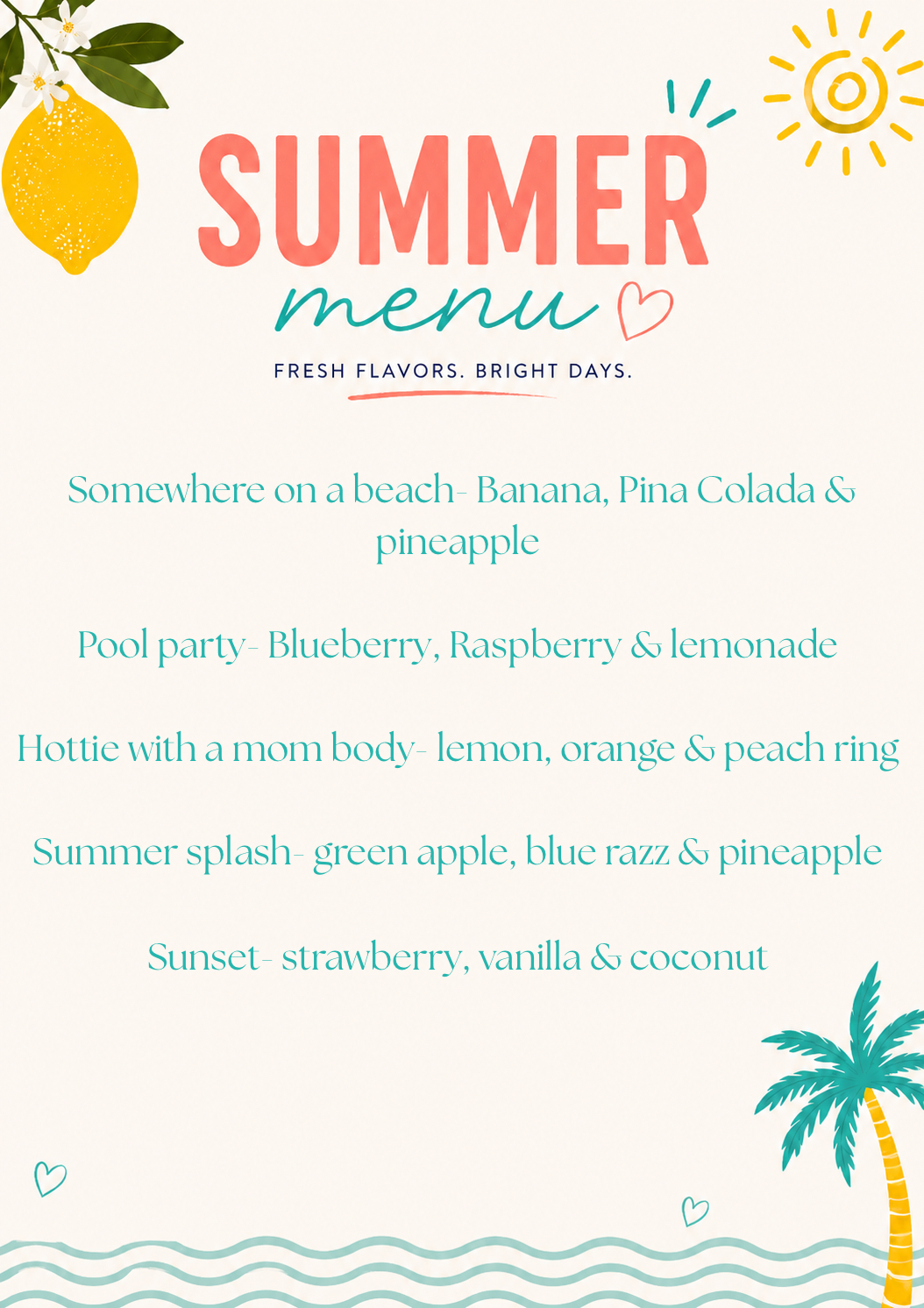 SUMMER FUN MENU!